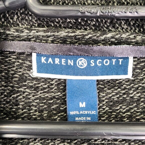 Womens Gray Karen Scott Open Front Cardigan Sweater 100% Acrylic Long Sleeve M - Picture 6 of 10